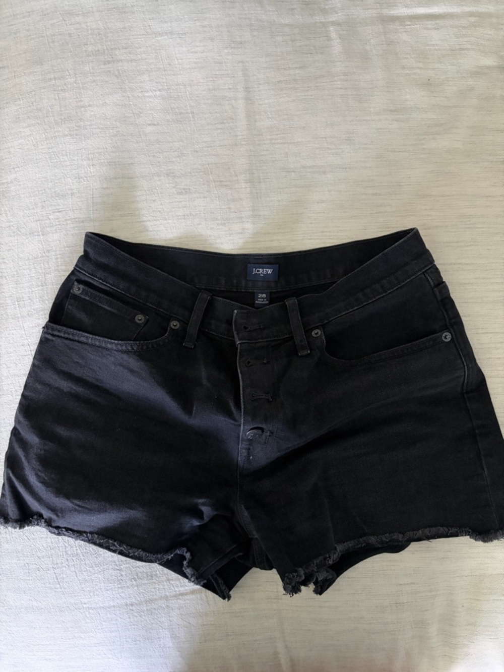 J. Crew Black Denim Cutoff Shorts with Frayed Hem
